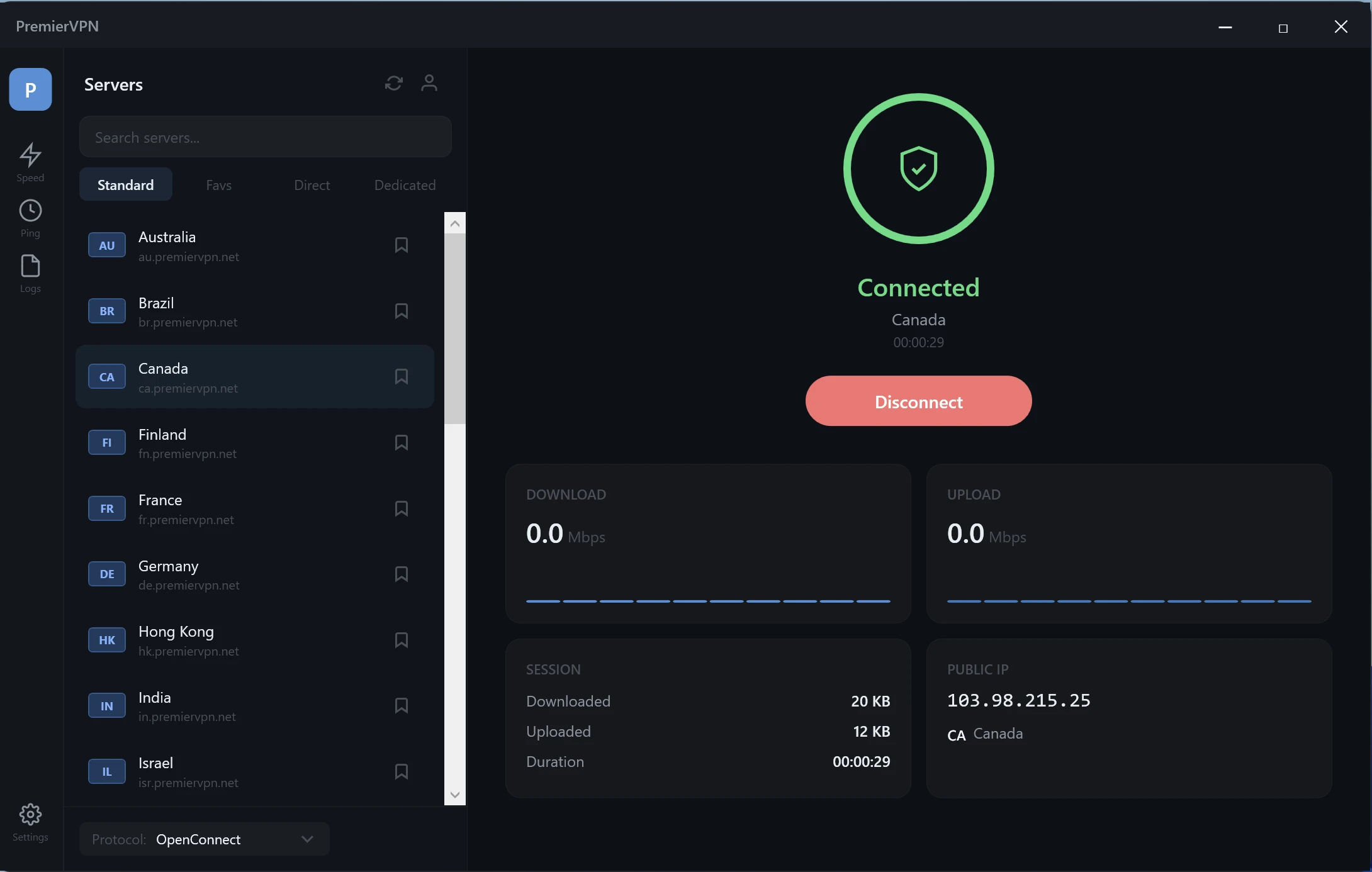 PremierVPN Windows App — WireGuard connected to United Kingdom server